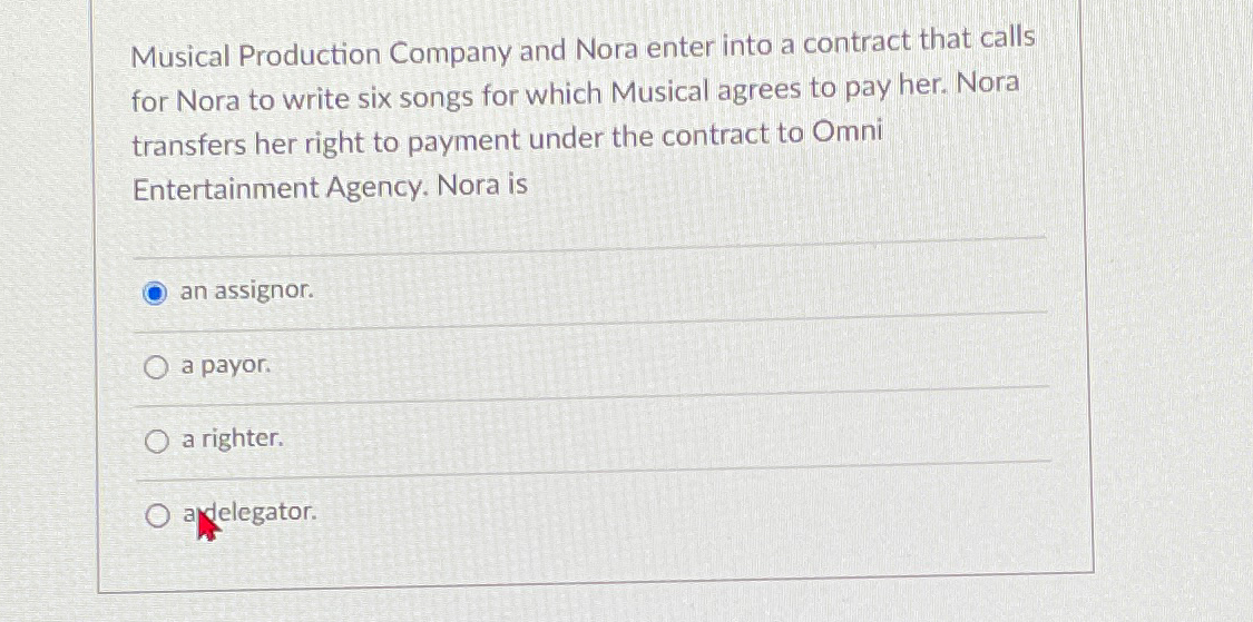 Musical Production Company and Nora enter into a