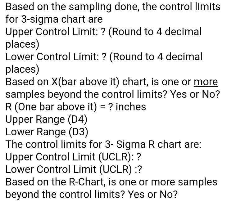 Question Help Refer to Table 56.1 - Factors for