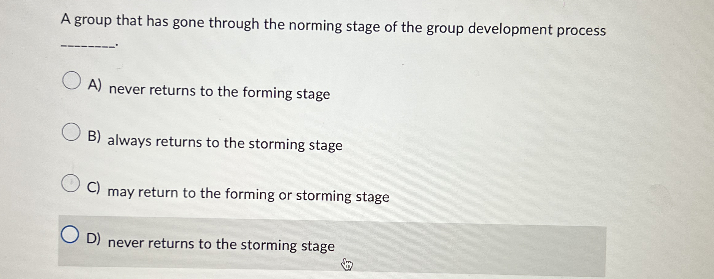 A group that has gone through the norming stage