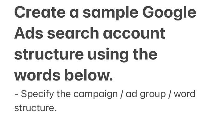 "Create a sample Google Ads search account