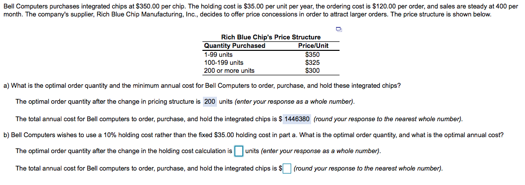 Please help with part b Bell Computers purchases