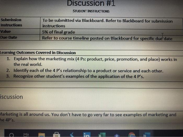 Discussion #1 STUDENT INSTRUCTIONS Submission