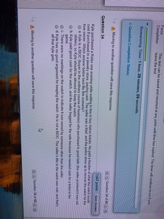 Force Completion This test can be saved and