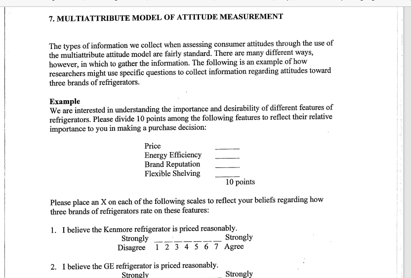 7. MULTIATTRIBUTE MODEL OF ATTITUDE MEASUREMENT