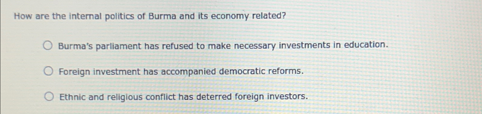 How are the internal politics of Burma and its