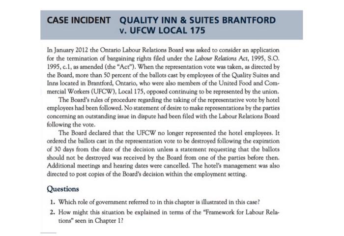 please answer briefly CASE INCIDENT QUALITY INN &