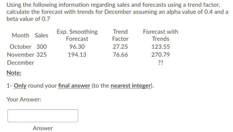 Using the following information regarding sales