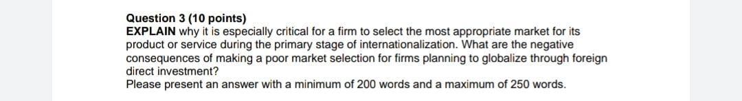 Question 3 (10 points) EXPLAIN why it is