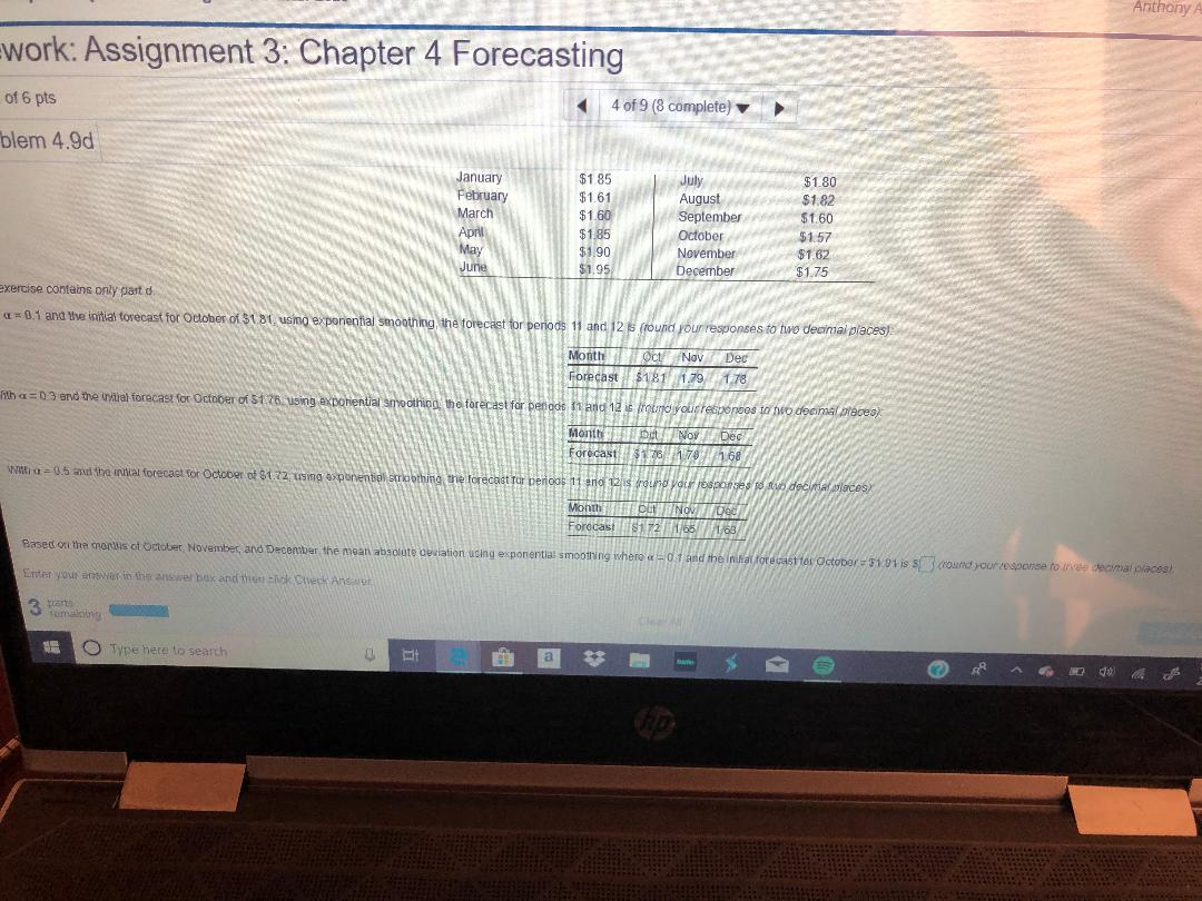 please show work Nork: Assignment 3: Chapter 4