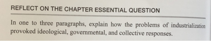 REFLECT ON THE CHAPTER ESSENTIAL QUESTION In one