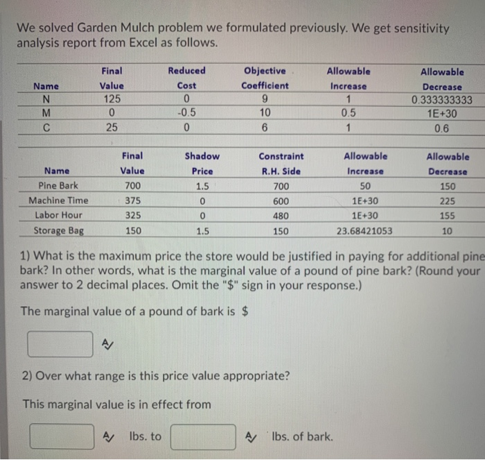 We solved Garden Mulch problem we formulated
