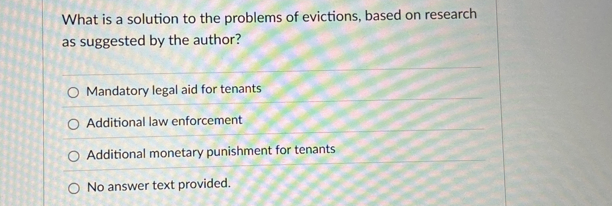 What is a solution to the problems of evictions,