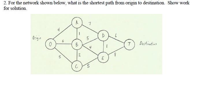 2. For the network shown below, what is the