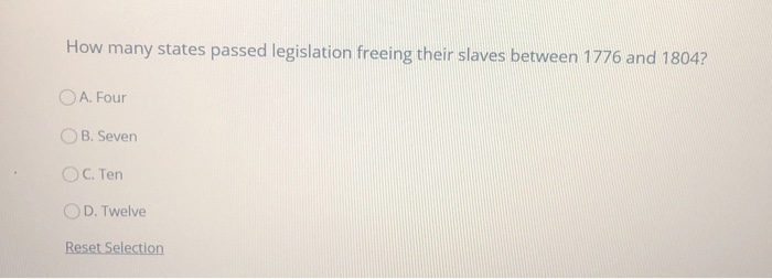How many states passed legislation freeing their