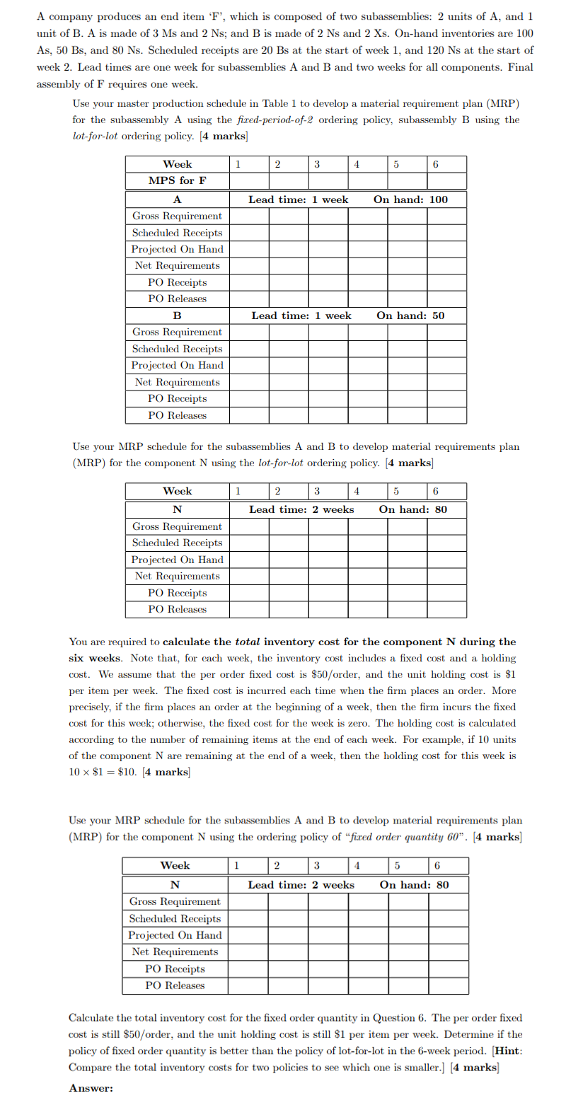 Week 1 2 3 4 5 6 Forecast 25 45 25 20 25 30