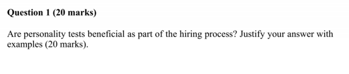 Question 1 (20 marks) Are personality tests