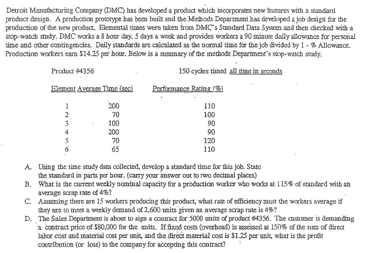 Detroit Manufacturing Company (DMC) has developed