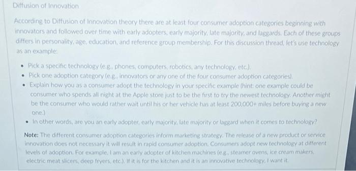 Diffusion of Innovation According to Diffusion of