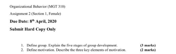 I have I assignment about organization behavior