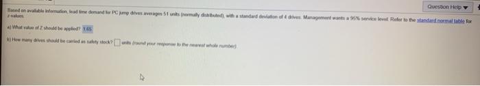 c) What is appropriate reorder point? Question