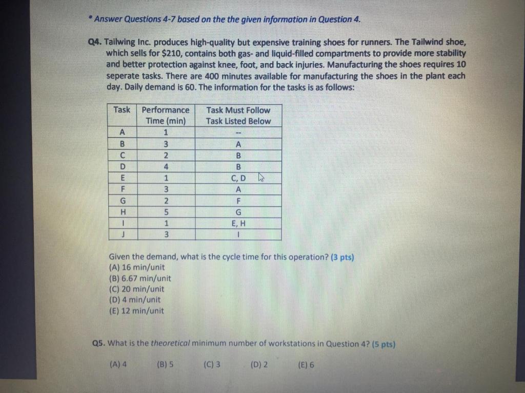 * Answer Questions 4-7 based on the the given