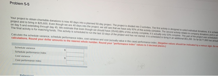 Problem 5-5 Your project to obtain charitable