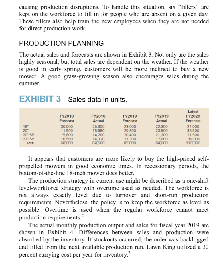 Question: Develop an S&OP plan by month for