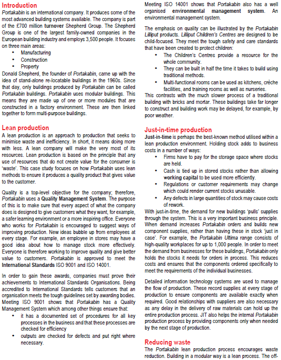 a . Discuss two ways in which Lean production at