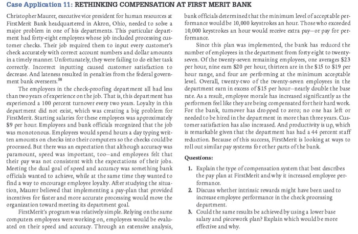 Case Application 11: RETHINKING COMPENSATION AT