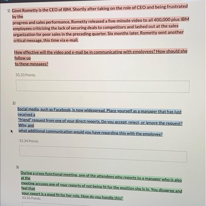 1,2,3 plz 1) Ginni Rometty is the CEO of IBM.