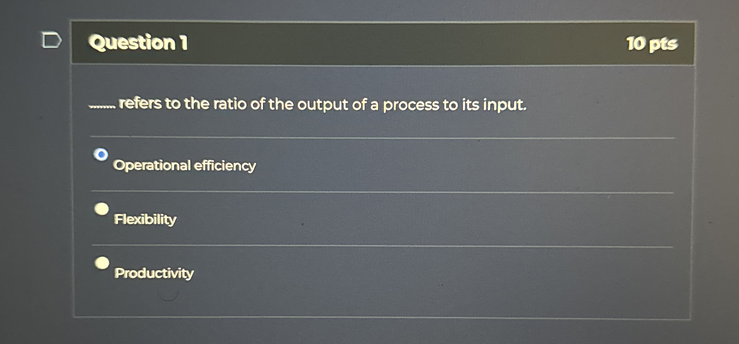 Question 1 refers to the ratio of the output of a