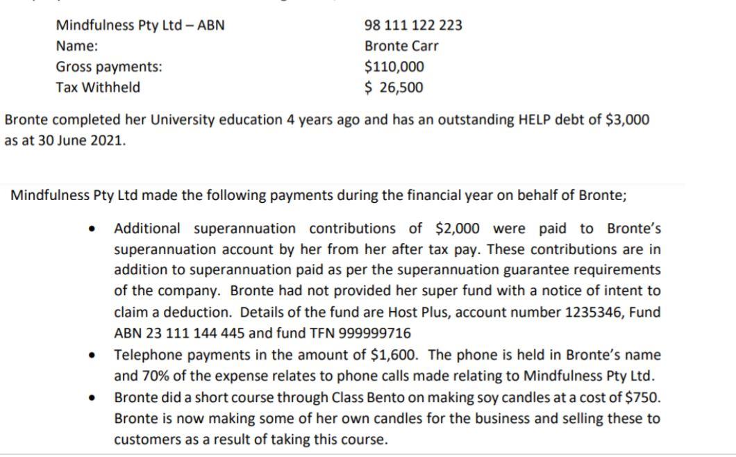 Business case study information You have been