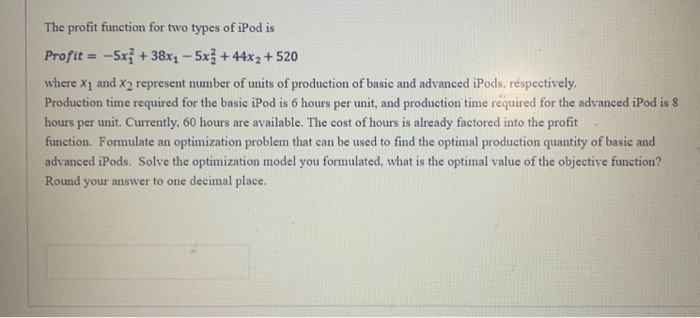 The profit function for two types of iPod is