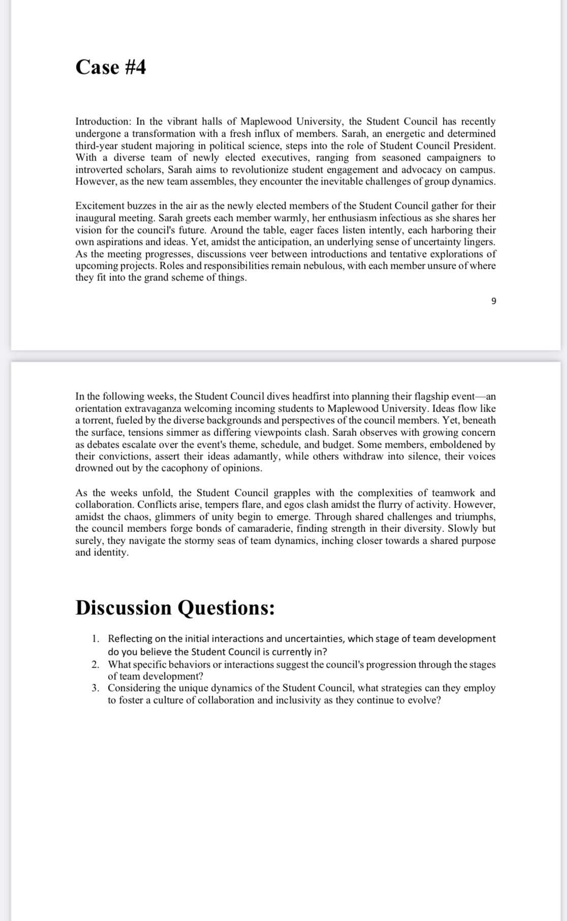 Case # 4 Introduction: In the vibrant halls of