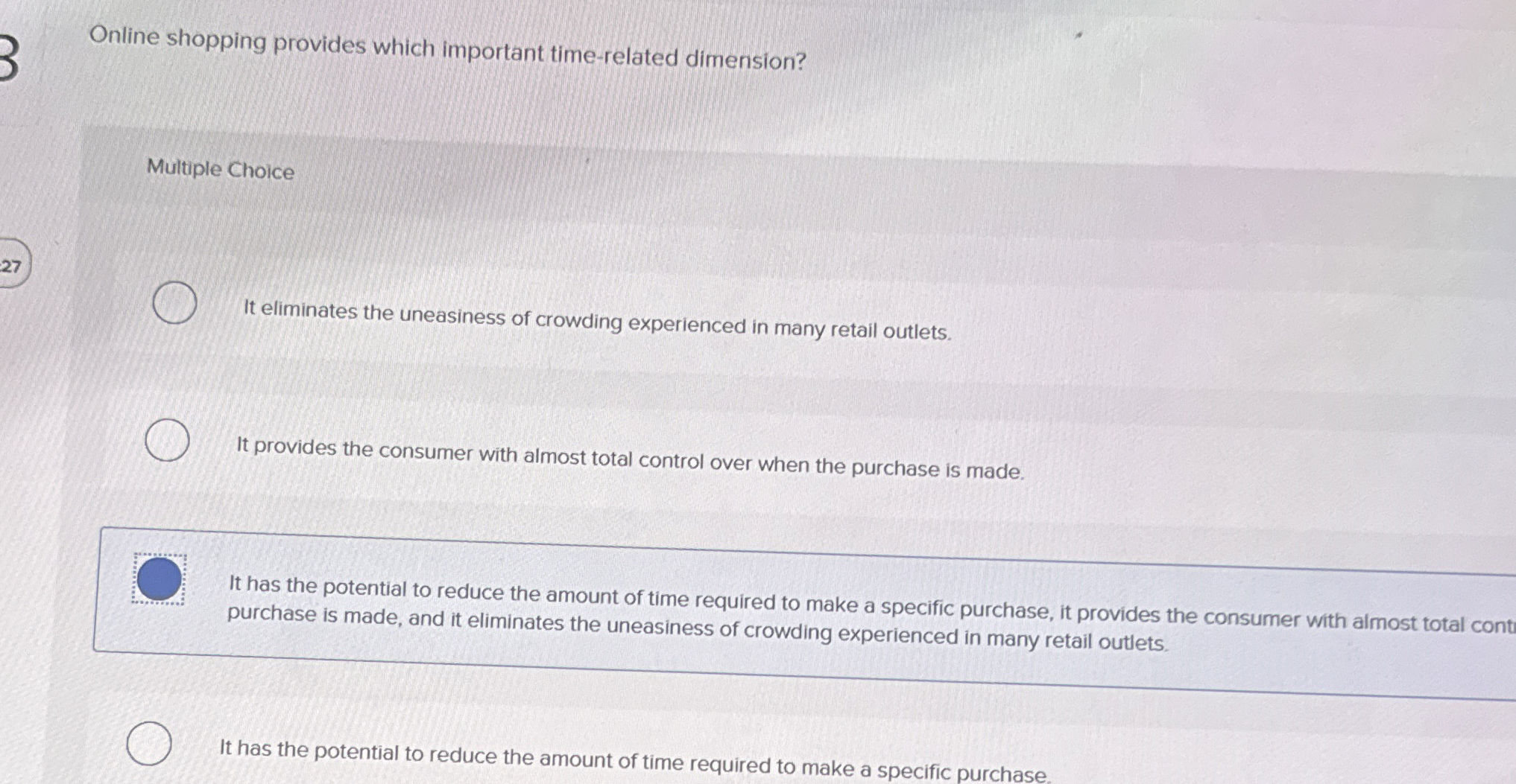 Online shopping provides which important time -