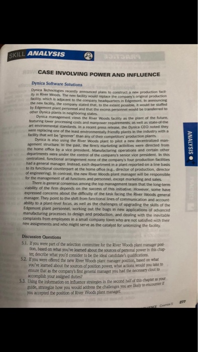 SKILL ANALYSIS CASE INVOLVING POWER AND INFLUENCE