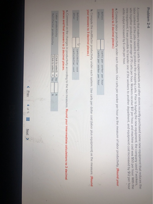Problem 2-4 A company that makes shopping carts