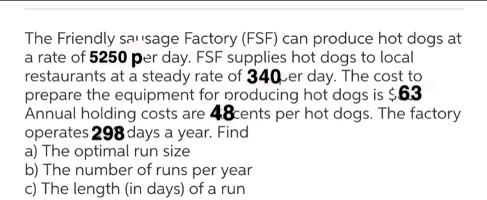 The Friendly Salisage Factory (FSF) can produce