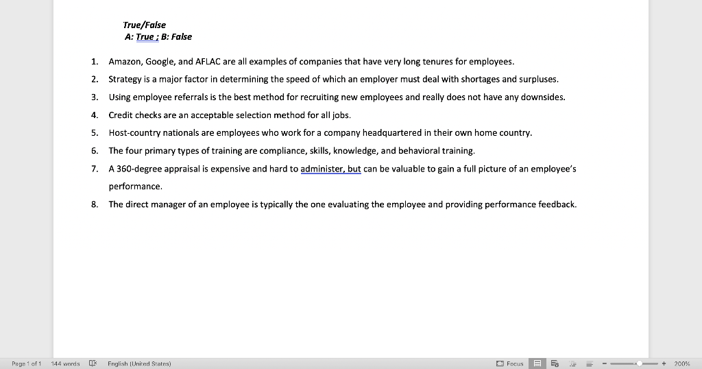 True/False A: True ; B: False 4. 1. Amazon,