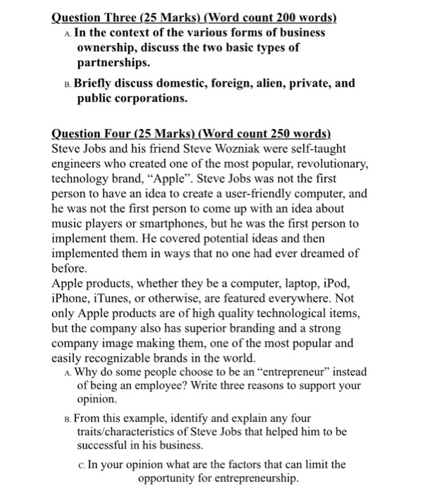 Question Three (25 Marks) (Word count 200 words)