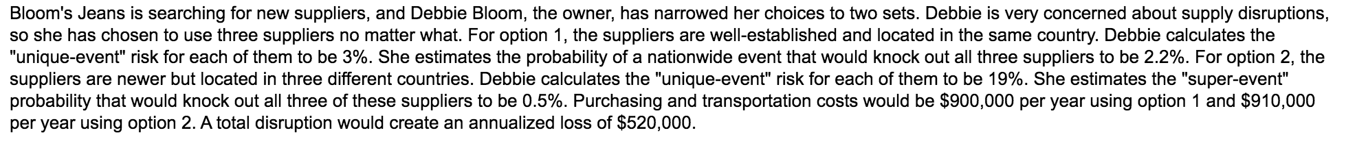 A. The probability that all three suppliers will