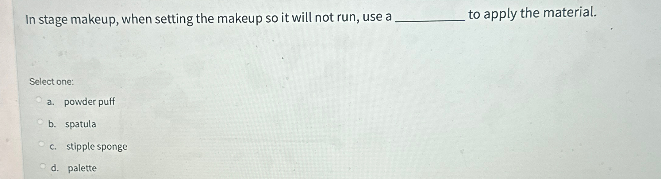 In stage makeup, when setting the makeup so it