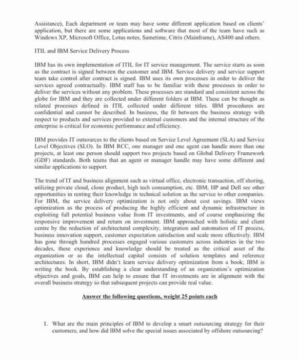 IBM Global Outsourcing IBM World Wide Competency