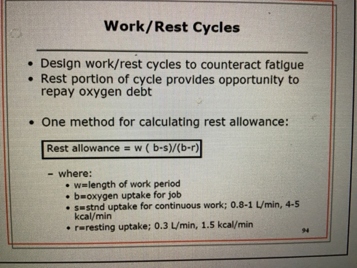 Work/rest cycle design... Using the heart rate