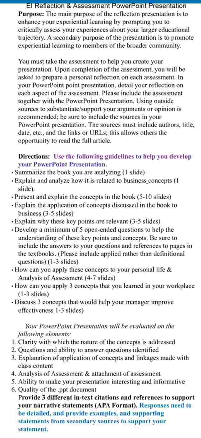 El Retlection \ & Assessment PowerPoint