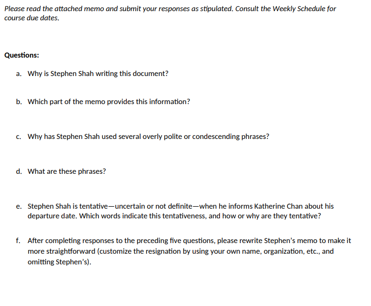 Please read the attached memo and submit your