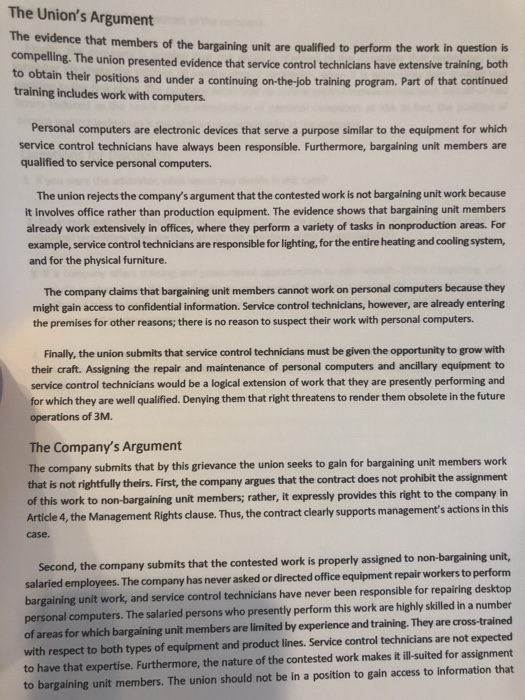 Case # 4-Bargaining Unit Work? The Issue The