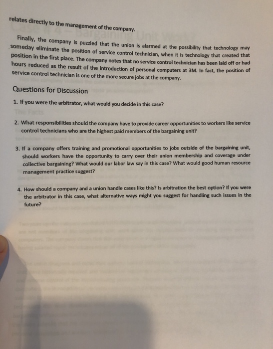 Case # 4-Bargaining Unit Work? The Issue The