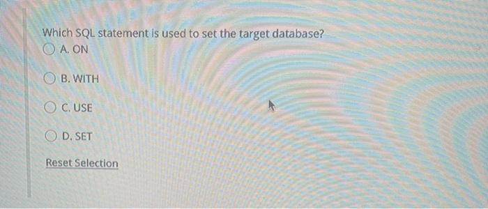 Which SQL statement is used to set the target