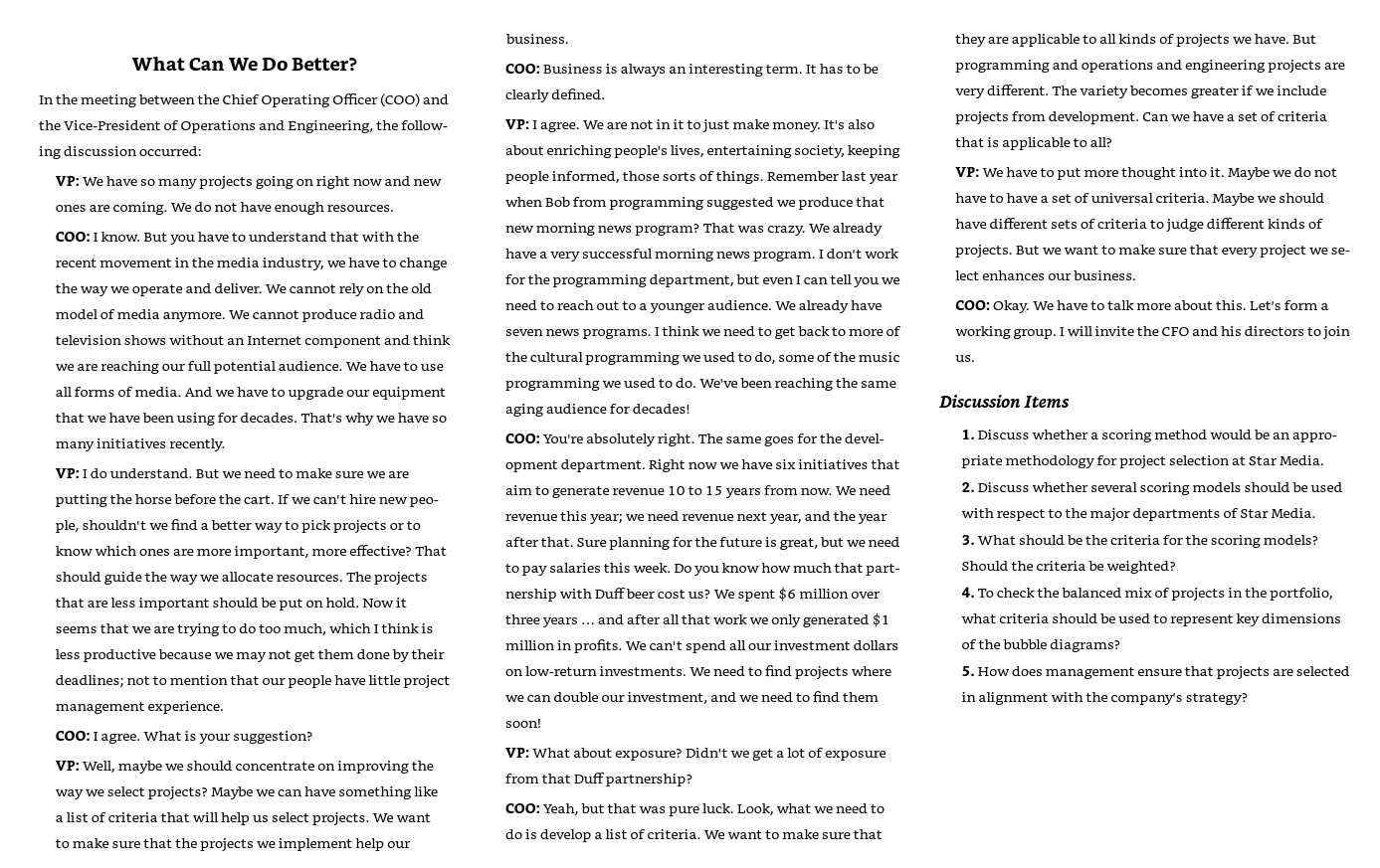 Please answer the discussion items at the end of